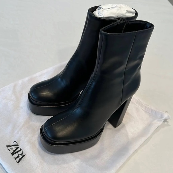 Zara Black Platform Ankle Boots - Picture 16 of 17
